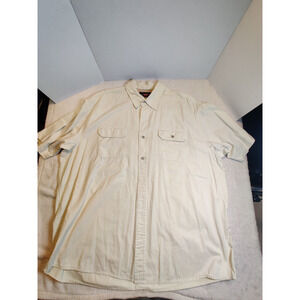 Vintage Wrangler Shirt Mens 2XL Button Up Short Sleeve Western Khaki/Pale Yellow